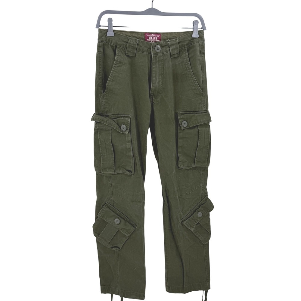 Matchstick Olive Green Cotton Multi Pocket Cargo Pants Size 27 Utility
